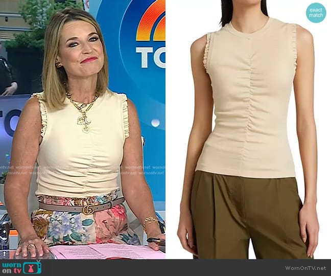 Ulla Johnson Kyla Top in Driftwood worn by Savannah Guthrie on Today