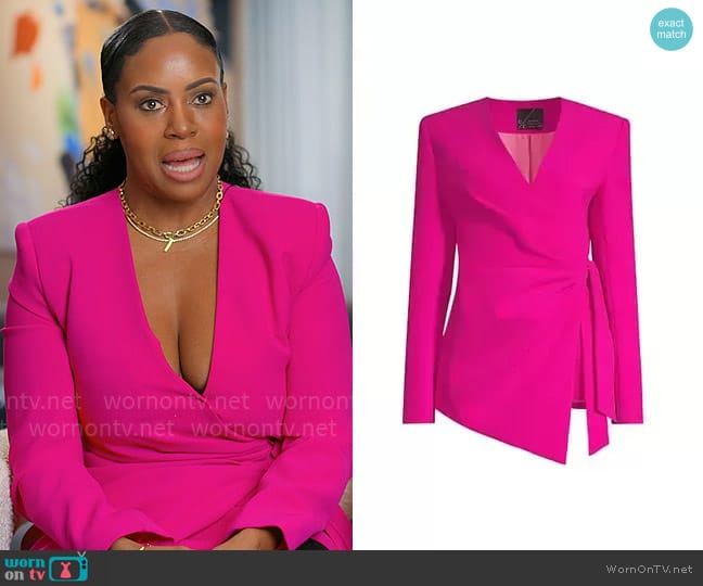 Undra Celeste Wrap Linen Blazer worn by Tricia Lee Riley on Owning Manhattan