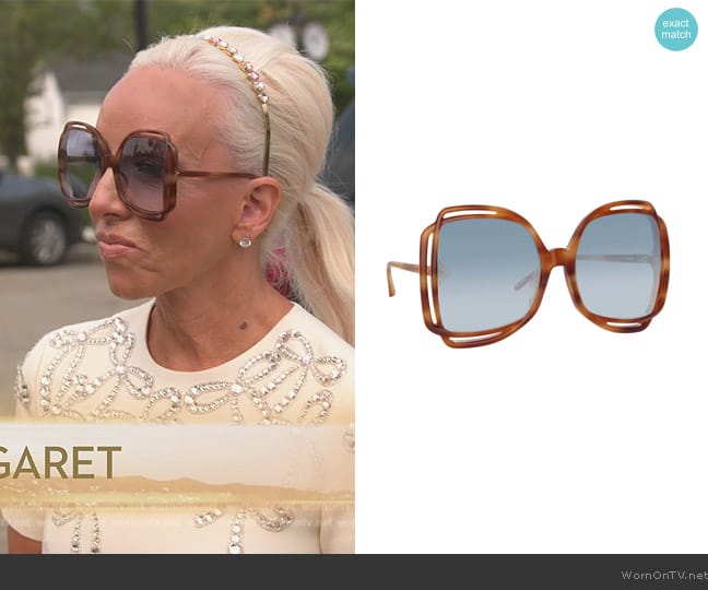 Linda Farrow Valentina Squared Sunglasses worn by Margaret Josephs on The Real Housewives of New Jersey