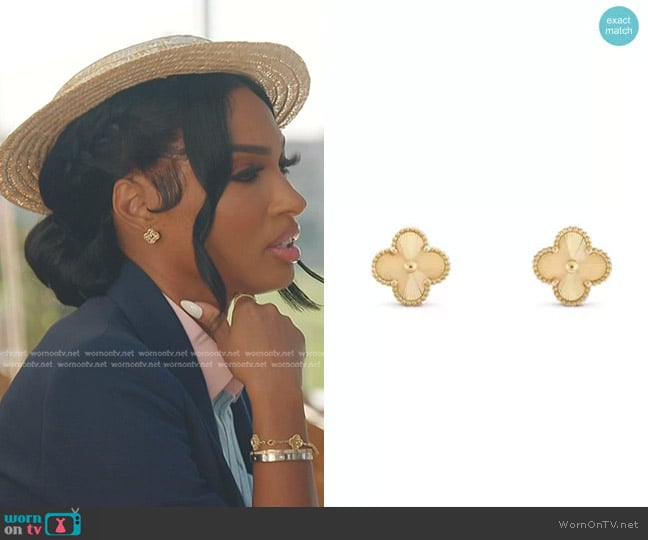 Cleef & Arpels Vintage Alhambra Earrings Guilloche 18K Yellow Gold worn by Lesa Milan (Lesa Milan) on The Real Housewives of Dubai