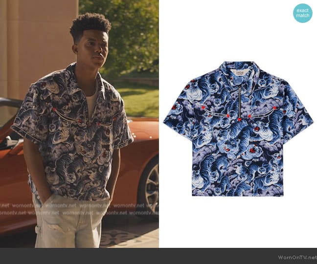 Brain Dead Big Cat Short Sleeve Western Shirt worn by Will Smith (Jabari Banks) on Bel-Air