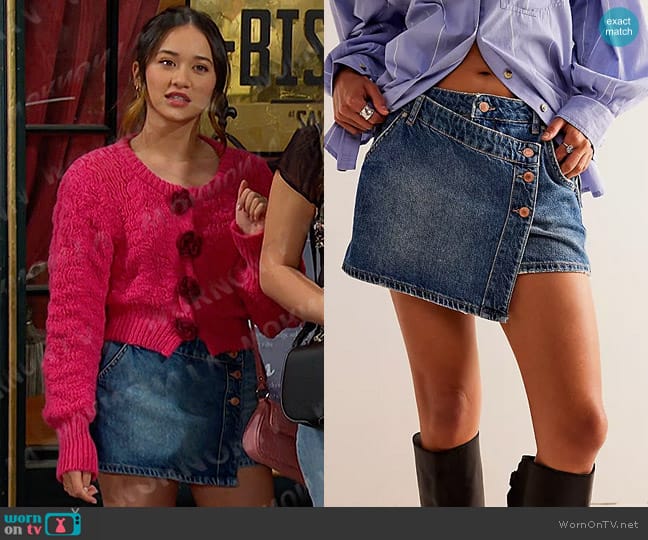 We The Free Wynne Denim Skirt in Cornflower worn by Sophia (Madelyn Kientz) on Days of our Lives