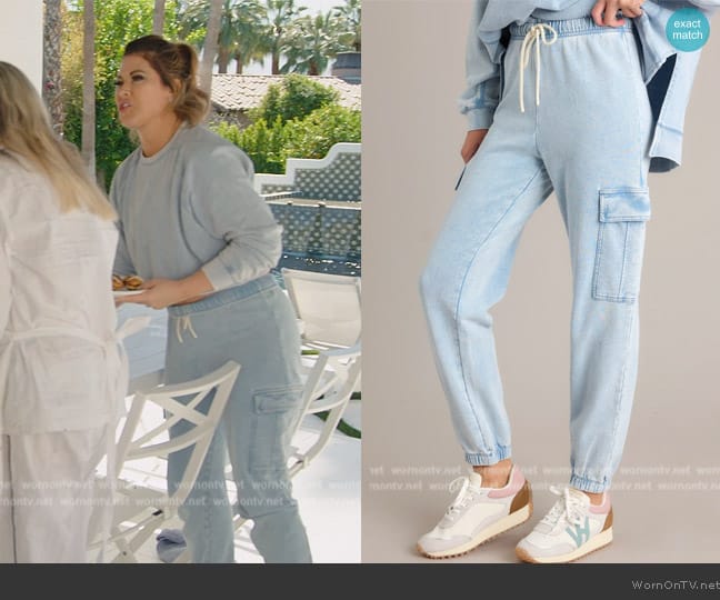 Z-Supply Tempo Washed Denim Joggers worn by Emily Simpson on The Real Housewives of Orange County