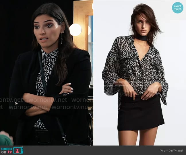 Zara Animal Print Shirt worn by Brook Lynn Quartermaine (Amanda Setton) on General Hospital