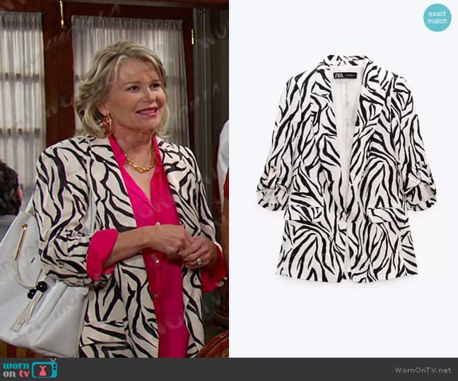 Zara Blazer with Rolled-Up Sleeves worn by Bonnie Lockhart (Judi Evans) on Days of our Lives