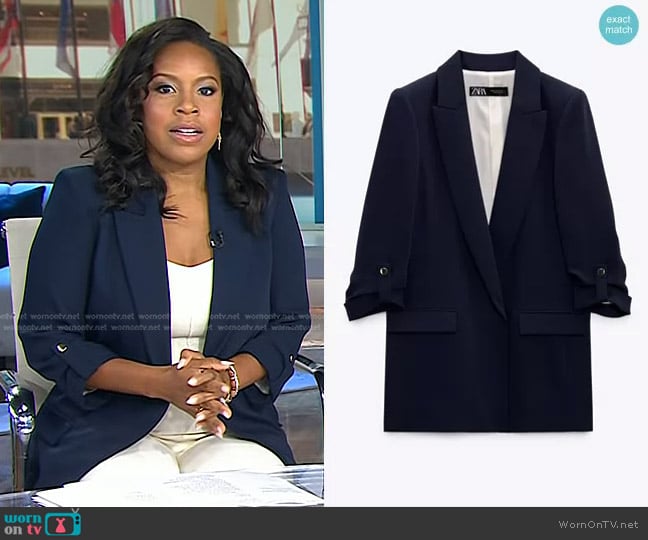 Zara Blazer with Rolled-Up Sleeves worn by Sheinelle Jones on Today