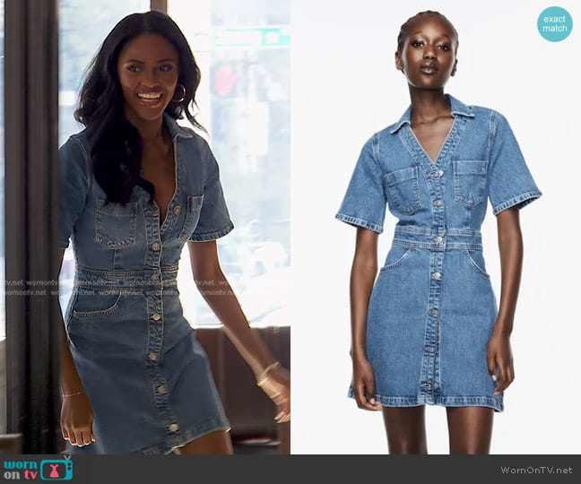 Zara Denim Mini Dress worn by Charity Lawson on The Bachelorette