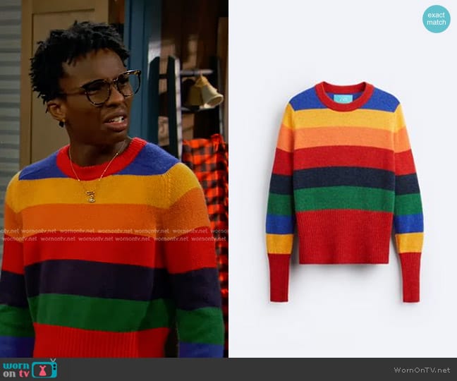 Zara X Harry Lambert Striped Sweater worn by Noah Lambert (Israel Johnson) on Bunkd