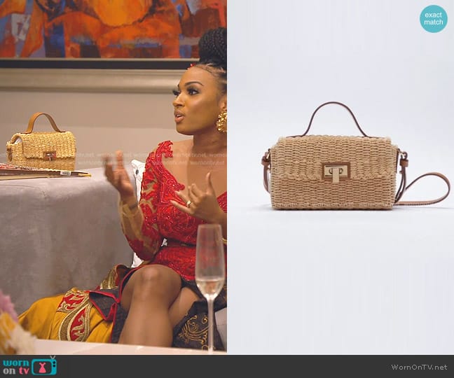 Zara Woven Box Mini Crossbody Bag worn by Lesa Milan (Lesa Milan) on The Real Housewives of Dubai