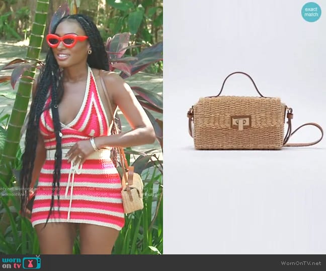 Zara Woven Box Mini Crossbody Bag worn by Lesa Milan (Lesa Milan) on The Real Housewives of Dubai