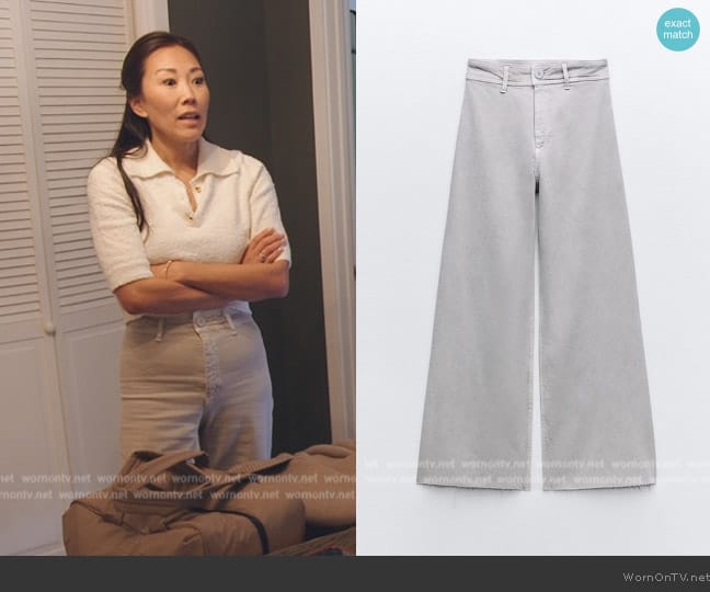 Zara High Waist Marine Straight Jeans worn by Katie Ginella on The Real Housewives of Orange County