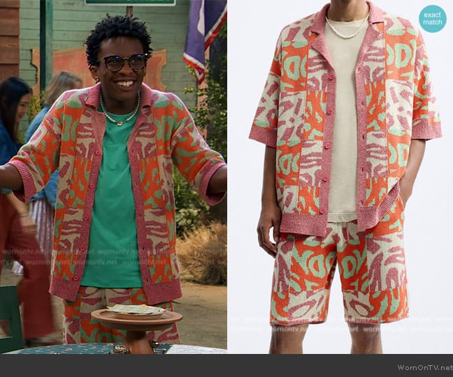 Zara Jacquard Patchwork knit Shirt worn by Noah Lambert (Israel Johnson) on Bunkd