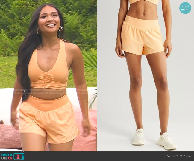 Zella All Sport High Waist Shorts in Coral Beads worn by Jenn Tran on The Bachelorette