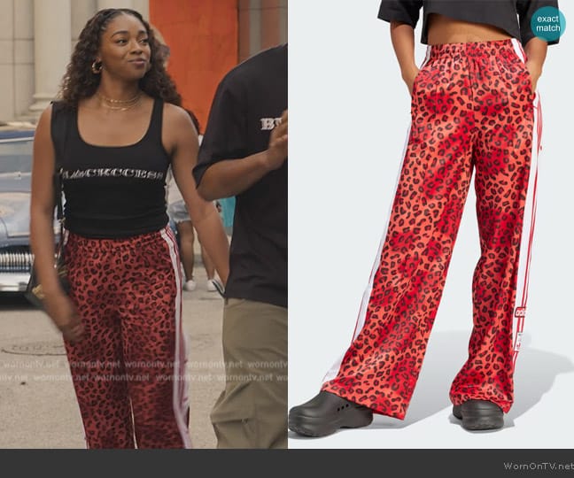 Adidas Leopard Luxe Wide Leg Pants worn by Lisa (Simone Joy Jones) on Bel-Air