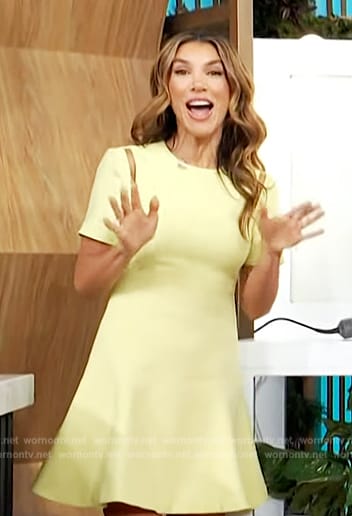 Adrianna Costa’s yellow cutout mini dress on Access Hollywood