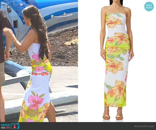 WornOnTV Jenn Tran’s white floral strapless dress on The Bachelorette