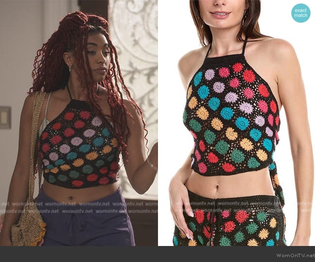 Agua Bendita Lula Crop Top worn by Amira (Quentin and Pascual-Peña) on Bel-Air