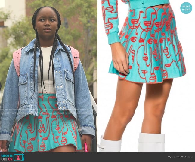 Akira Faces and Places Reversible Knit Mini Skirt worn by Naima Stewart (Aderinsola Olabode) on Reasonable Doubt