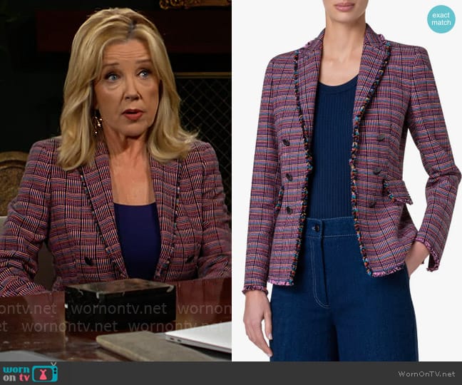 Akris Punto Fringe Tweed Blazer worn by Nikki Reed Newman (Melody Thomas-Scott) on The Young and the Restless