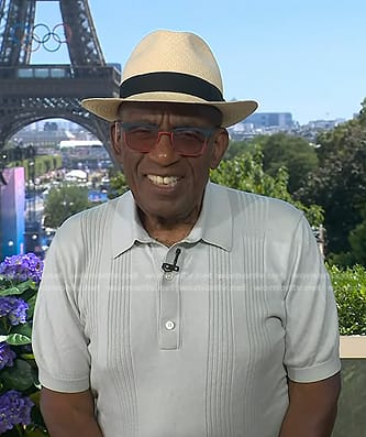 Al Roker's grey ribbed polo shirt on Today