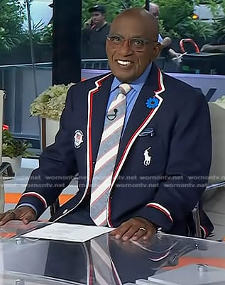 Al Roker's navy striped trim blazer on Today