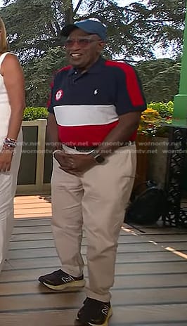 Al Roker's colorblock polo shirt and sneakers on Today