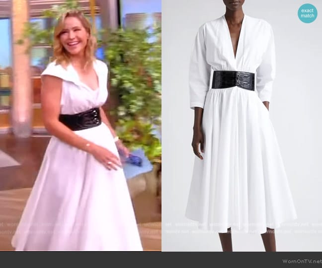 Alaia Belted Long-Sleeve Cotton Midi-Dress worn by Sara Haines on The View