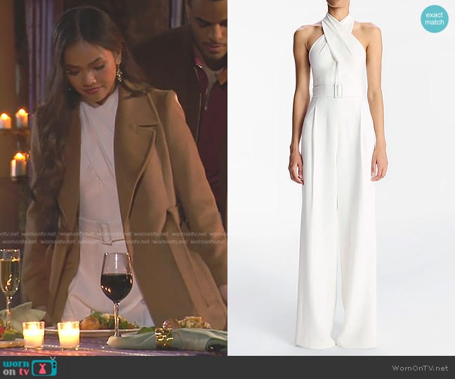 A.L.C. Murphy High-Neck Wide-Leg Jumpsuit worn by Jenn Tran on The Bachelorette