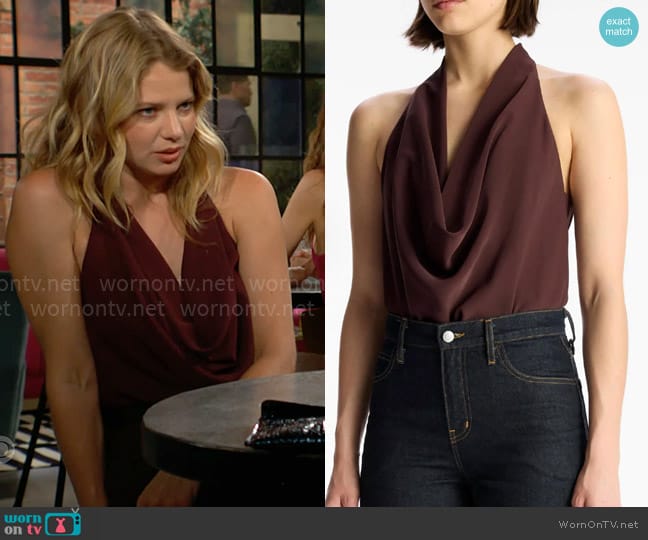 A.L.C. Dixon Top in Carob worn by Summer Newman (Allison Lanier) on The Young and the Restless