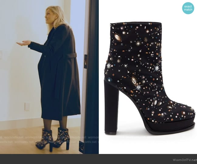 Alexander McQueen Crystal Platform Ankle Boots worn by Gina Kirschenheiter on The Real Housewives of Orange County