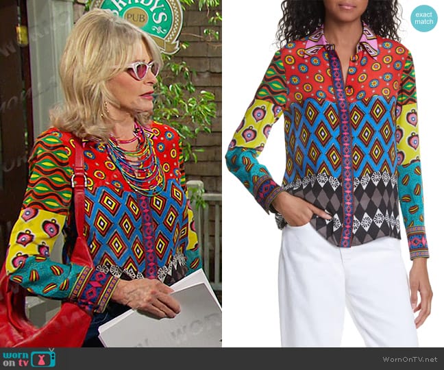 Carla Kranendonk X Alice + Olivia Willa Blouse worn by Hattie Adams (Deidre Hall) on Days of our Lives