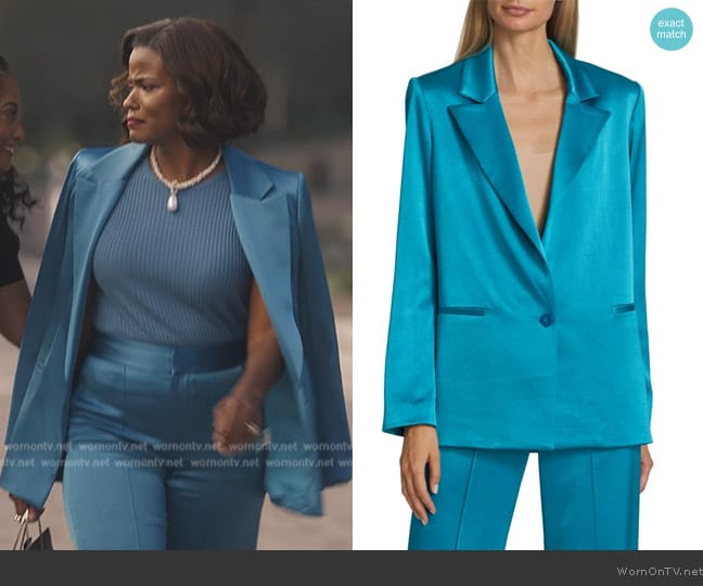 Alice + Olivia Denny Satin Blazer worn by Vivian Banks (Cassandra Freeman) on Bel-Air