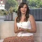 Alison Espach’s white sleeveless top and floral skirt on Today