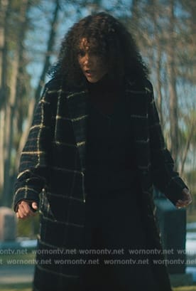 Allison's black check coat on The Umbrella Academy