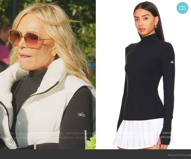 Alo Wellness Rib Mock Neck Top worn by Tamra Judge on The Real Housewives of Orange County