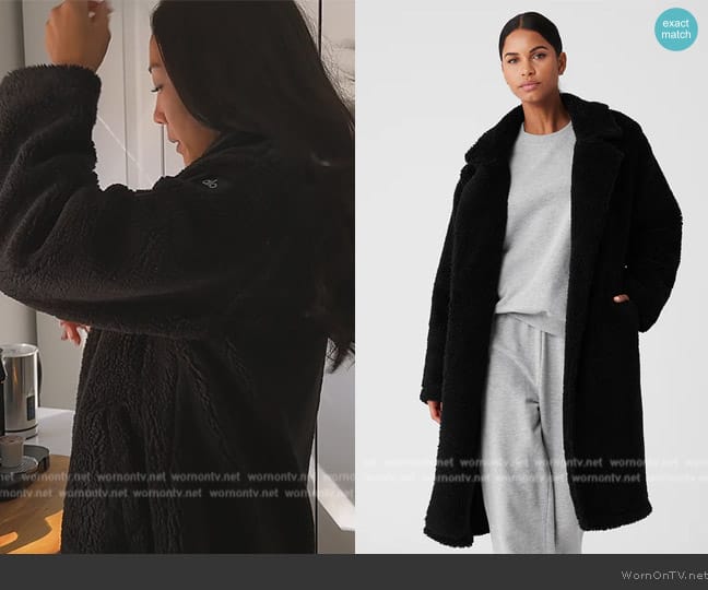 Alo Oversized Sherpa Trench worn by Katie Ginella on The Real Housewives of Orange County