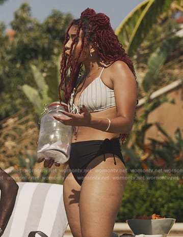 Amiri's green stripe bikini on Bel-Air