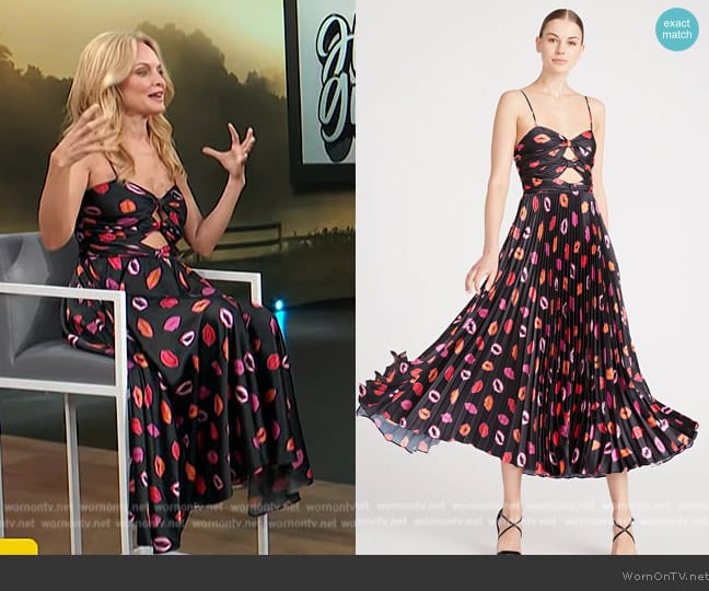 Amur Afra Pleated Midi Dress worn by Heather Graham on Access Hollywood