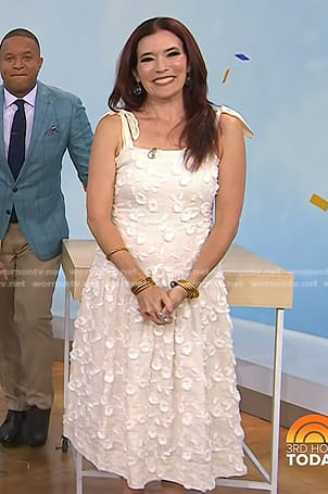 Amy E. Goodman’s white embroidered midi dress on Today