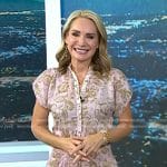 Andrea Canning’s pink floral ruffle hem dress on Today