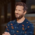 Andy Samberg’s blue leaf print polo sweater on Hart to Heart