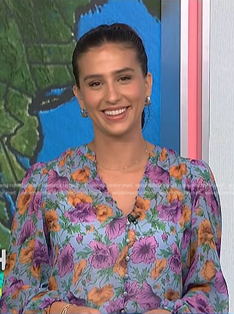 Angie Lassman's blue floral blouse on NBC News Daily