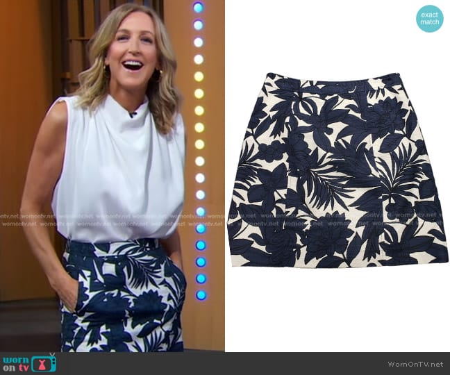 Ann Taylor Floral A-Line Mini Skirt worn by Lara Spencer on Good Morning America