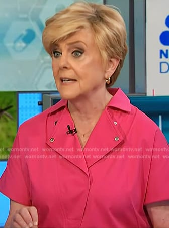 Anne Thompson’s pink lapel mini dress on NBC News Daily