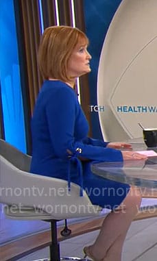 Anna Werner's blue bell-sleeve dress with ties on CBS Mornings