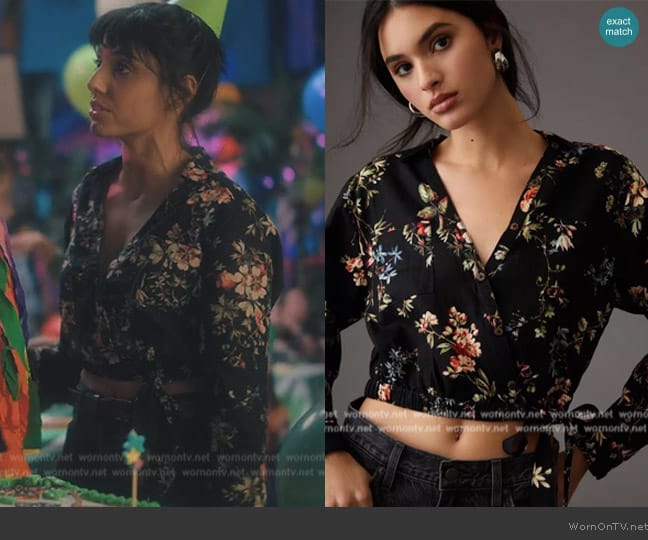 Pilcro Cropped Waist-Tie Blouse worn by Lila Pitts (Ritu Arya) on The Umbrella Academy