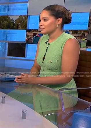 Antonia Hylton's green knit button down dress on NBC News Daily