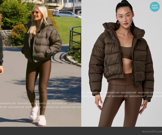 Alo Yoga Aspen Love Puffer Jacket worn by Tamra Judge on The Real Housewives of Orange County