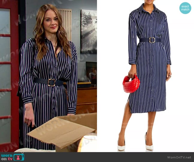 Aqua Belted Shirt Dress worn by Stephanie Johnson (Abigail Klein) on Days of our Lives