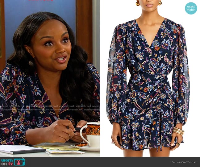 Aqua Ruched Tiered Dress worn by Chanel Dupree (Raven Bowens) on Days of our Lives